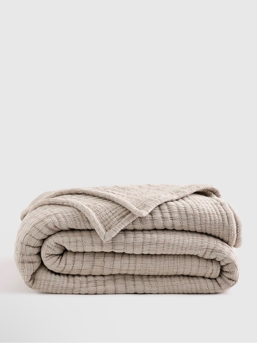 Quince Organic Cotton Channel Stitch Coverlet in Sand King Size 629